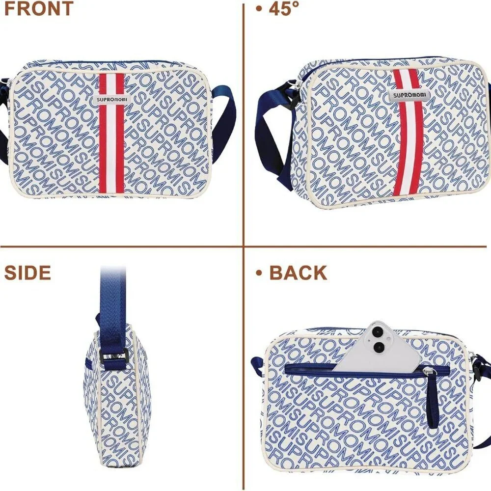 Women's Crossbody Bag Nylon Signature Print Travel Purse Organizer